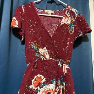 red floral dress